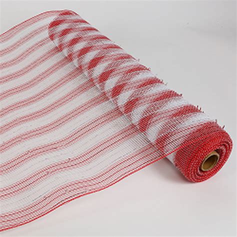 Red And White Metallic Deco Poly Mesh Ribbon Valentine S Day