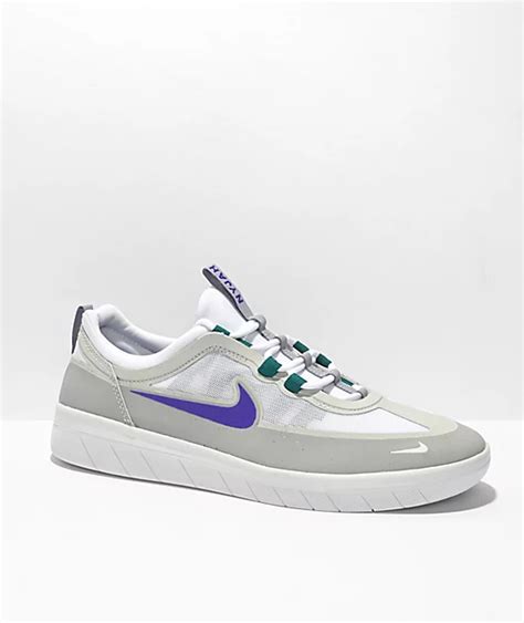 Nike SB Nyjah Free 2 Wolf Grey White Purple Skate Shoes