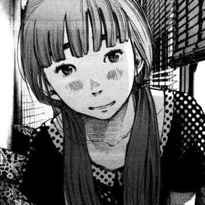 An Anime Girl With Short Hair And Polka Dots On Her Shirt Is Staring At