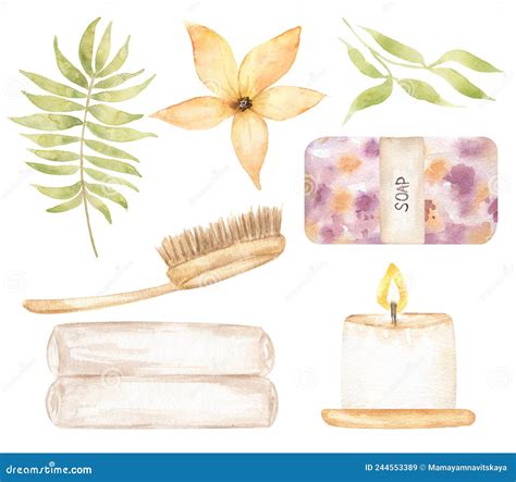 Spa Illustration Set. Bath Accessories Stock Illustration ...