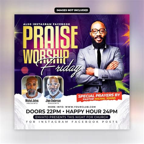 Premium Psd Church Worship Flyer Social Media Post Template