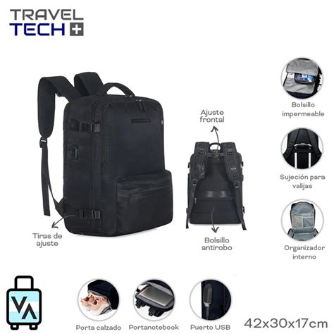 Mochila De Viaje Travel Tech Negra VALIJAS ARGENTINA