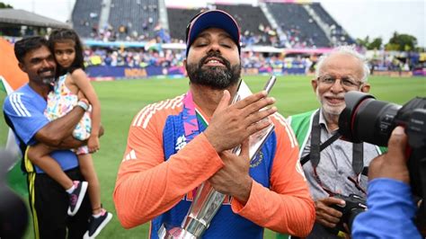 In Pics Rohit Sharma Poses With T20 World Cup Trophy In Captains