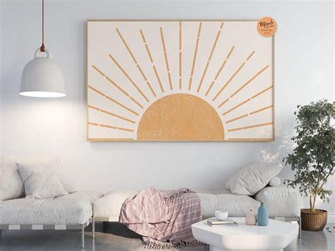 Boho Horizontal Sun Print Boho Horizontal Wall Art Sunrise Etsy