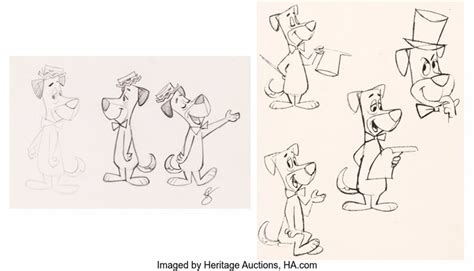 Huckleberry Hound Hand Drawn Model Sheet And Printed Model Sheet By