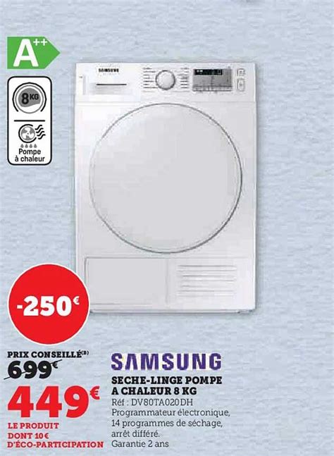 Promo Sèche linge Pompe à Chaleur 8 Kg Samsung chez Hyper U iCatalogue fr