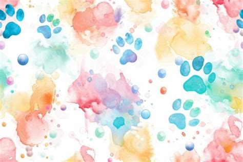 Colorful Watercolor Paw Print Pattern Graphic By Sun Sublimation