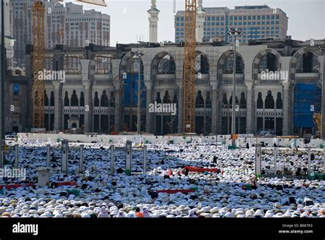 Muslim Worshippers And Pilgrims Praying The Noon Prayer Dhur In