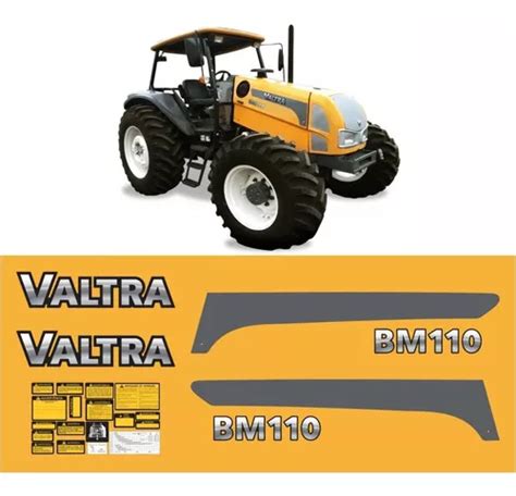 Kit Adesivos Faixas Etiquetas Trator Valtra Bm110 Bm 110 Cor GRAFITE