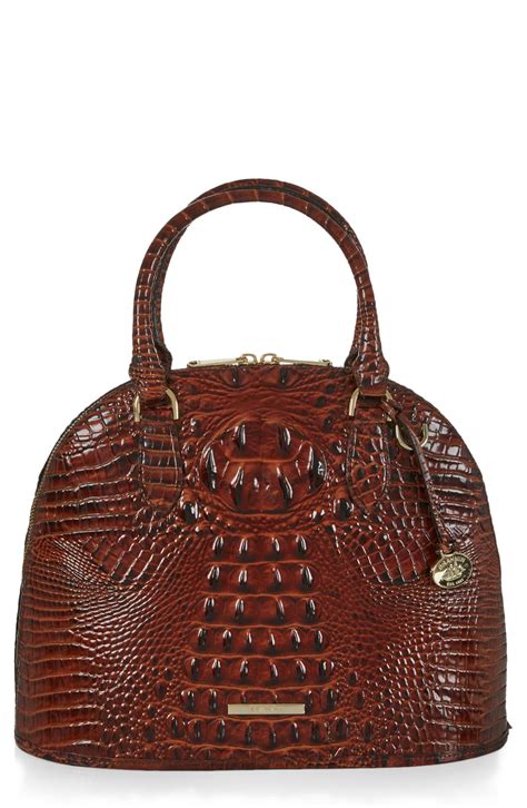 Brahmin Georgina Croc Embossed Leather Satchel In Brown Lyst