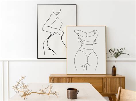 Woman Line Art Print Female Figure Line Art Set Naked Woman Wall Art Print Set Abstract Woman