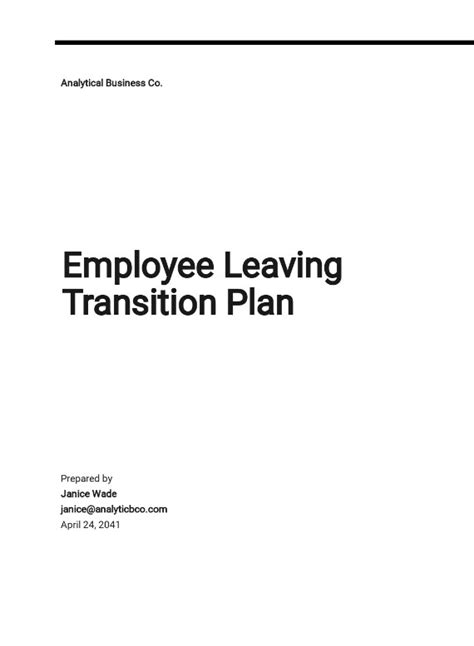 Employee Leaving Transition Plan Template Prewrite