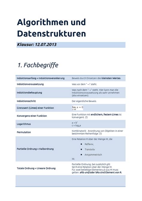 Gad Summary Ss Algorithmen Und Datenstrukturen Klausur