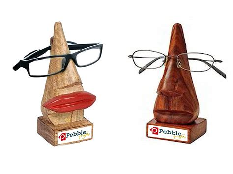 Buy Pebble Crafts Handmade Wooden Nose Shaped Spectacle Specs Eyeglass Holder Stand With Red