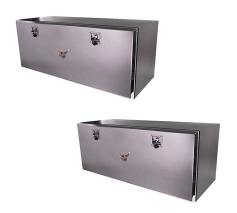 2 Pack 24x24x60 Steel Flatbed Trailer Underbody Tool Box With Mirror Finish Barndoor Style