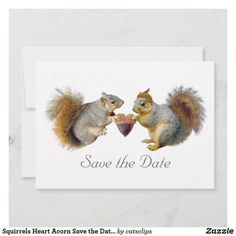 Squirrels Heart Acorn Save The Date Card Zazzle Save The Date Save