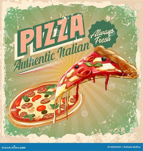 Vintage Pizza Always Fresh Stock Vector Illustration Of Decor 60582420