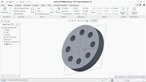 Axis Pattern In Creo Parametric Youtube