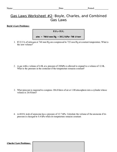 Boyles Law Worksheets