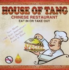 House of Tang menu in Burlington, Kentucky, USA