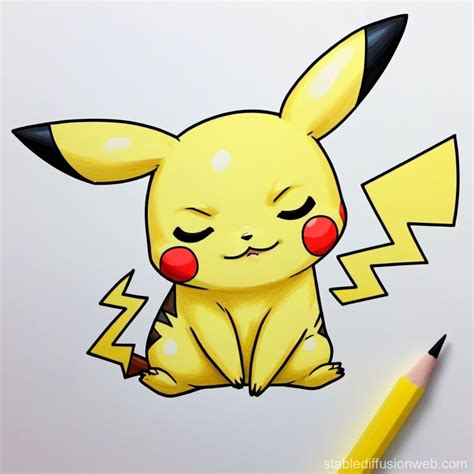 Cute Sleeping Pikachu Illustration | Stable Diffusion Online