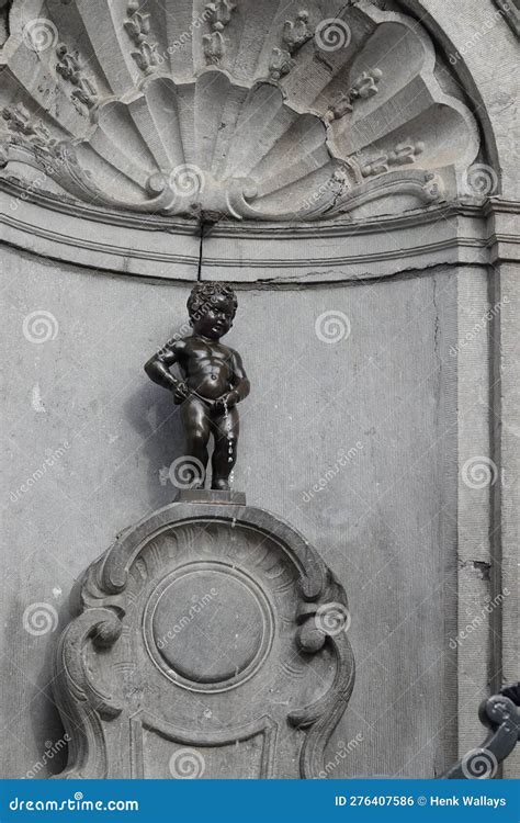 Closeup On Manneken Pis National Belgian Statue A Sculpture Fountain