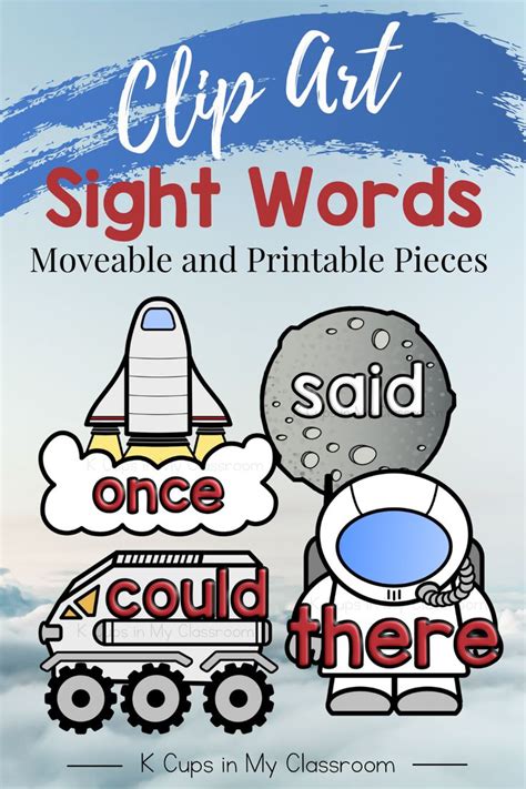 A Poster With The Words Clip Art Sight Words And Pictures