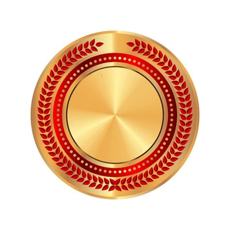 Medalla En Blanco De Oro 3d E Insignia Roja Icono De Premio De Ganador