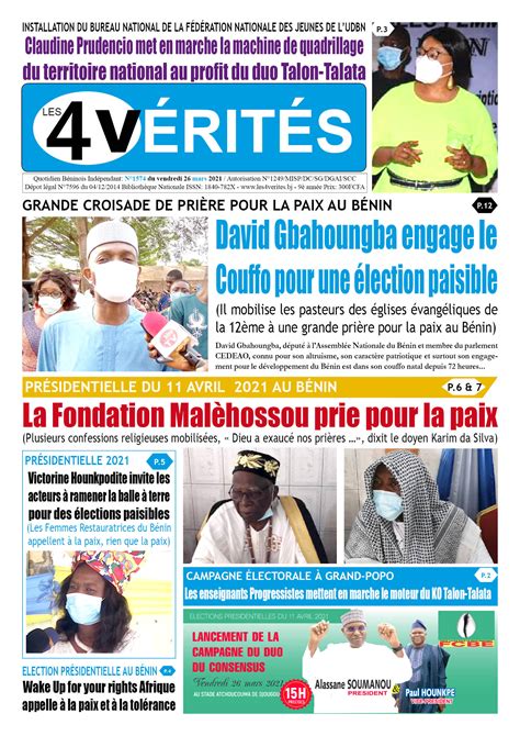 La Une Du Journal Les V Rit S Du Vendredi Mars Les Verites