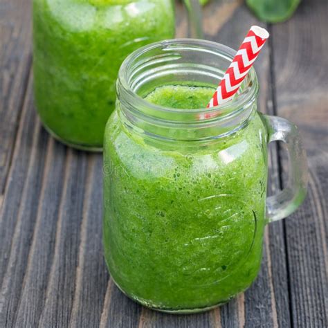 Green Smoothie With Celery Cucumber Spinach Apple And Lemon Square