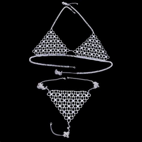Luxury Rhinestone Chain Crystal Sexy Underwear Set Thong Bikini For Women Belly Body Chain