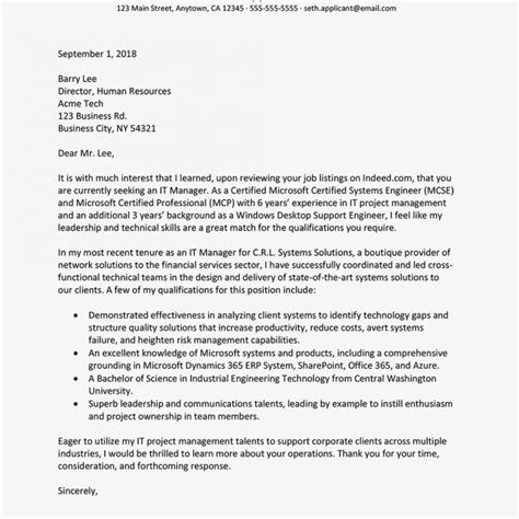 Cover Letter For Manager Position It Manager Job Description Resume