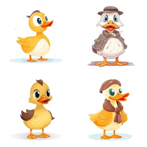 Personaje De Dibujos Animados De Pato Sobre Fondo Blanco Foto Premium