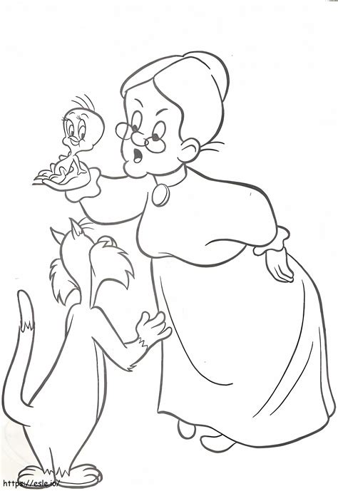 Sylvester And Granny Coloring Page