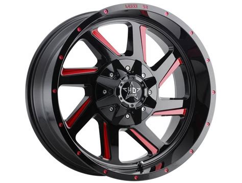 Luxxx HD Gloss Black Red LHD14 Wheels Havoc Offroad