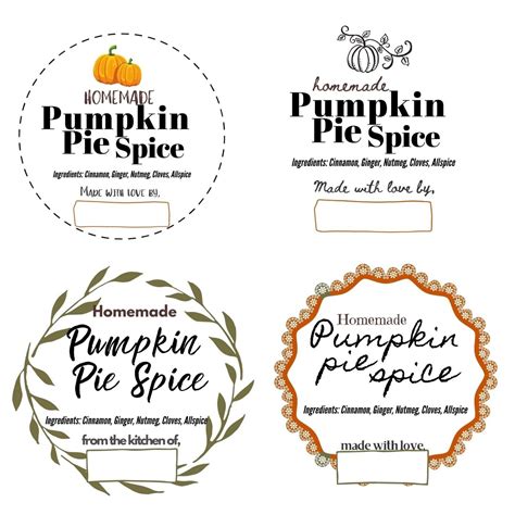 Free Pumpkin Pie Spice Printable Labels