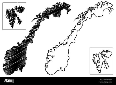 Noruega Mapa Ilustraci N Vectorial Dibujo A Mano Alzada De Svalbard