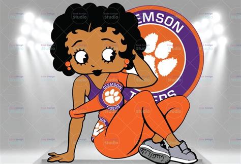 Betty Boop With Clemson Tigers Png File Ncaa Png Sublimation Etsy