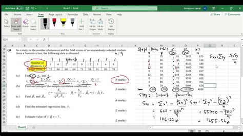 Simple Linear Regression Least Squares Method Using Ms Excel Youtube