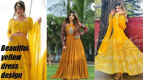 Haldi Function Ke Liye Beautiful Yellow Dress Design Latest Yellow