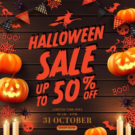 Vector Of Halloween Sale Promotion Poster Or Banner With Halloween