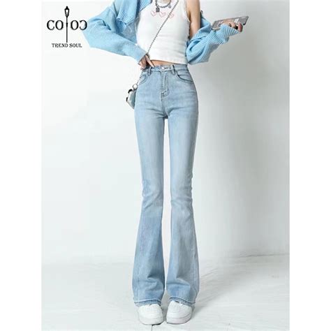 Jual Coco Trend Soul Jeans Biru Muda Highwaist Stretch Cutbray