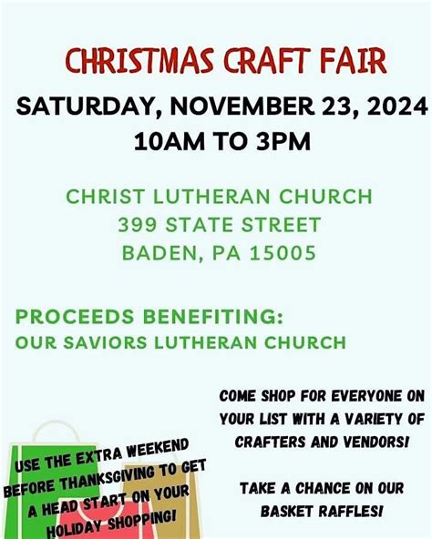 Our Saviors Lutheran Church Holiday Craft Show Christ Lutheran Church