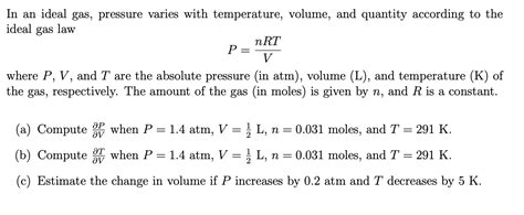 Solved In an ideal gas, pressure varies with temperature, | Chegg.com