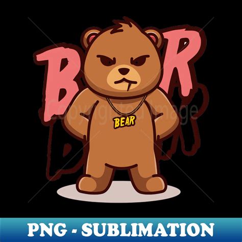 Cool Bear Mascot Illustration Exclusive PNG Sublimation Do Inspire