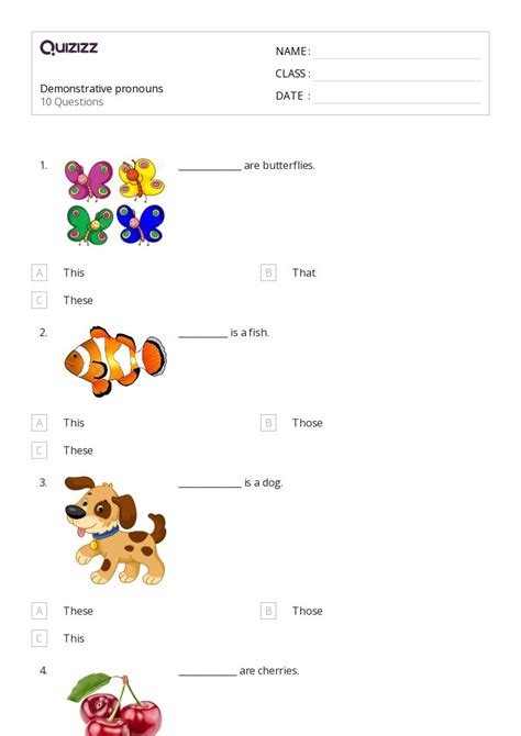 Demonstrative Pronouns Worksheets For St Class On Quizizz Free