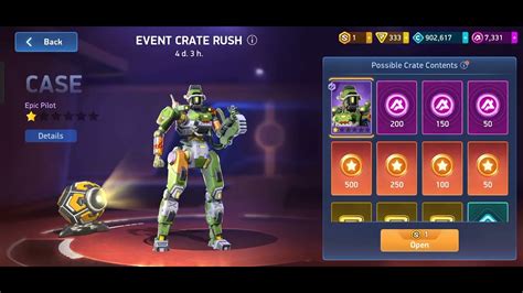 NEW PILOT CASE EVENT CRATE RUSH TRY OUT MECH ARENA YouTube