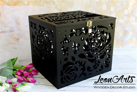 Personalized Lockable Black Wedding Card Box With Etsy