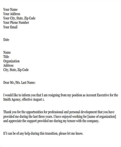 Free 3 Sample Work Resignation Letter Templates In Pdf Ms Word Hot