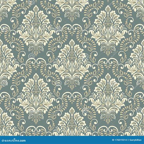 Damask Seamless Emboss Pattern Background Vector Classical Luxury Old